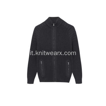 Cardigan da uomo lavorato a maglia in cotone 100% con zip e maniche per pneumatici